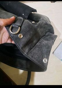 Vintage Gray Leather Purse