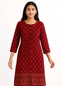 Maroon & Gold Print Kurti ♥️⚡