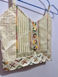 Embroidered Crop Tank Top With Cover Up