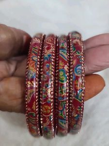 Red &amp; Gold Paisley Bangles