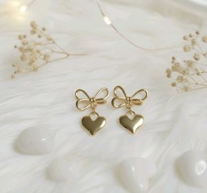 Bow & Heart Gold Earrings(TP-NE-27)