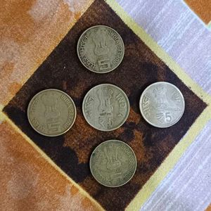5 Indian Rupee Coins - Set of Five