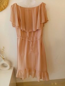 Forever New Blush Nude Ruffle Dress