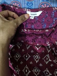 Burgundy Print Dress