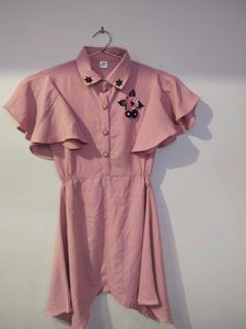 Pink Ruffle Sleeve Dress
