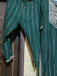 Green Embroidered Kurta Set