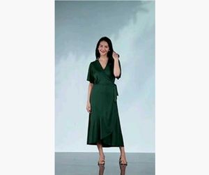 Classy Green Wrap Dress