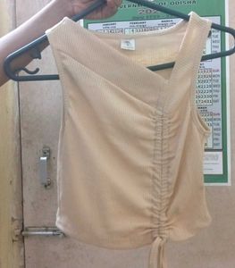Tan Ruched Sleeveless Top