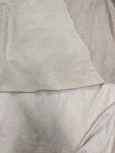 Beige Dress with Net Detail