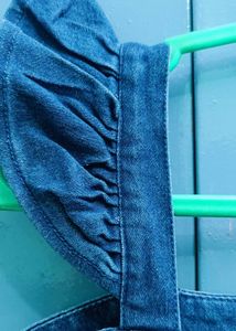 Denim Button-Down Dress With Inner Wear