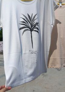 Mango White Palm Print T-Shirt