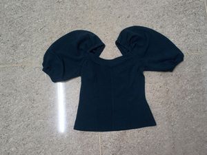Crop Top Teal Color Open Shoulder