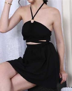 Black Halter Top & Skirt Set