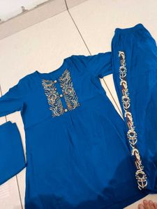 Teal Embroidered 3 Piece Suit