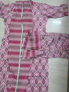 Pink Diamond Print Kurti Set