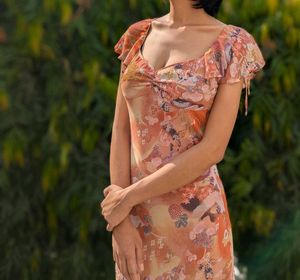 Vintage Floral Print Dress