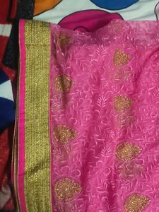 Elegant Pink Embroidered Saree