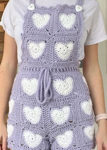 Handmade Crochet Dungaree Jumpsuit .