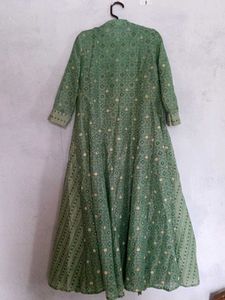 olive Green Printed Kurta Suit Set