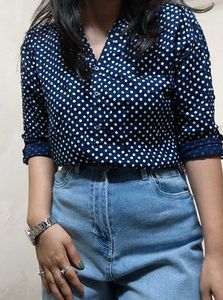 Navy Polka Dot Blouse