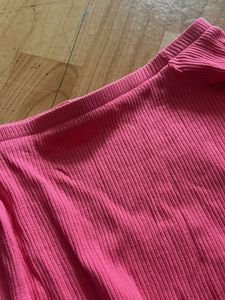 Pink Rubbed Off Shoulder Top