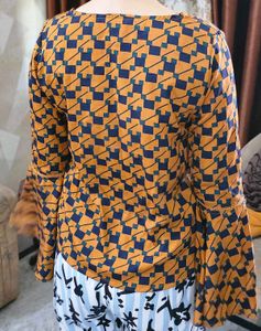 Patterned Bell Sleeve Top