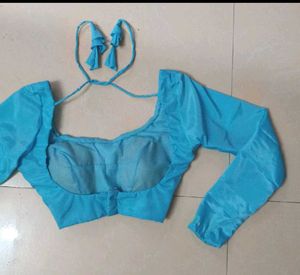 Satin Back Hook Padded Deep Neck Blouse