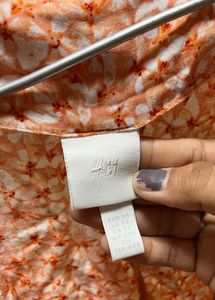 H&amp;m Orange Floral Rape On Tie Dress