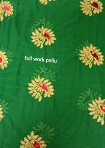 Green Embroidered Saree Fabric