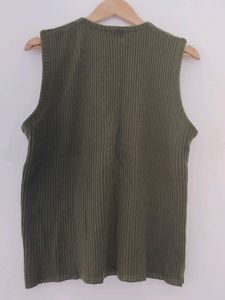 Vintage Olive Green Knit Vest