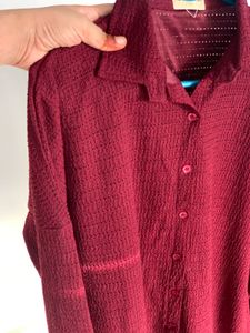 Maroon Textured Co-Ord Set | Elegant &amp; Comfortable