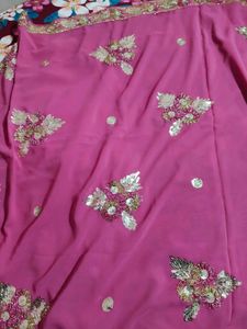 Pink Embellished Saree