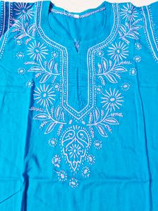 Blue Lucknowi Kurti