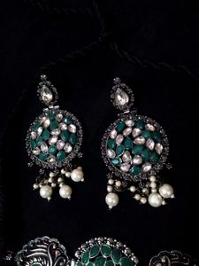 Used Oxidised Green Choker Set