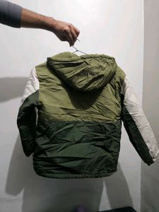 Boys' Green Colorblock Hooded Jacket