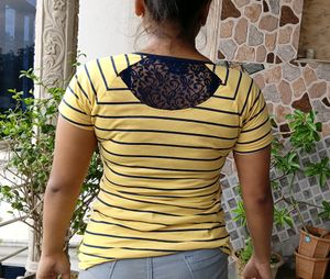 Yellow Striped Top For Women 🌞