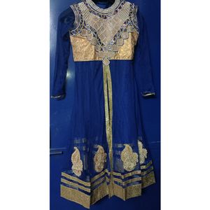 Beautiful Navy Blue Party Wear Dress With Gown With Skirt And Dupatta Set