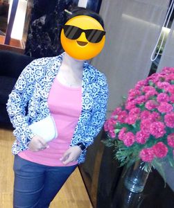 Women Blazer, White With Purple Floral Shrug, 32