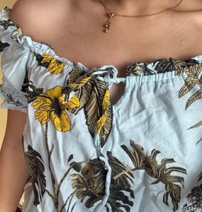 Blue Off Shoulder Top Stretchable Very Cute