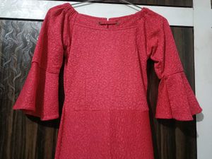 Red Midi Dress Bell Sleeves