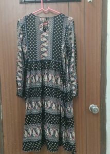 Paisley Print Long Sleeve Dress
