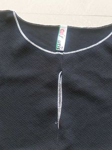 Black Tunic Top With Cut-Out