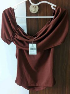 Stylish Brown Off-Shoulder Top