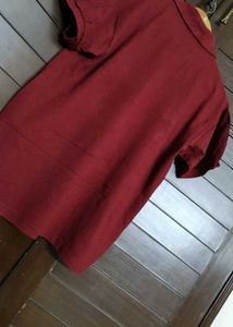 Unirex Men Red Cotton Mix Casual Polo Tshirt