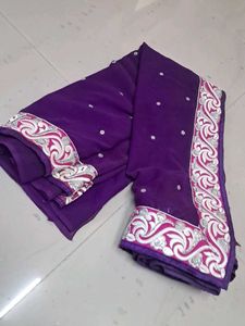 Elegant Purple Embroidered Saree