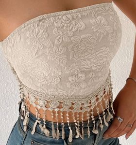 Floral Tube Top with Fringe