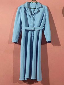 Blue Dress Midi Length