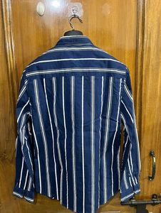 KETCH NAVY BLUE VERTICAL STRIPES SHIRT S(38)