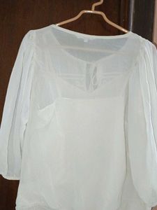 Ivory Tie-Neck Blouse
