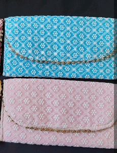 Emroidory Chikankari Work Wallet Set Of 2